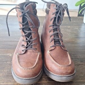 Cole Haan Chestnut Leather Lace-Up Boots